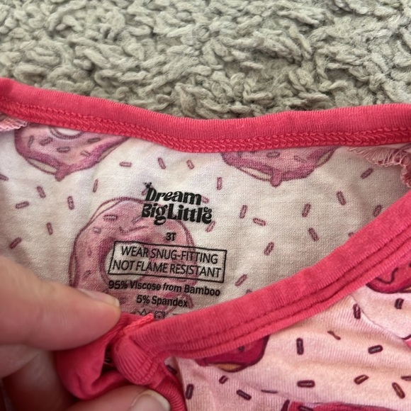 Dream Big Little Bamboo Pink Donut Zippy Romper Pajamas - Picture 3 of 4